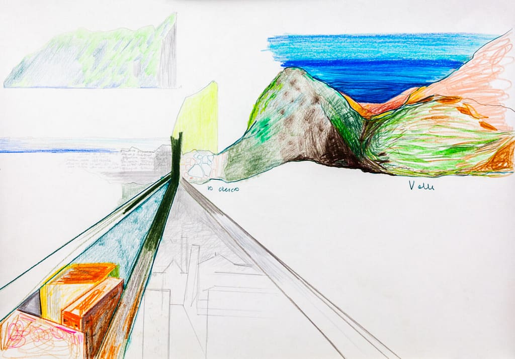 Urbs et Naturae, 2020, colored pencils on paper, 42 x 59,5 cm. Roberta Cavallari